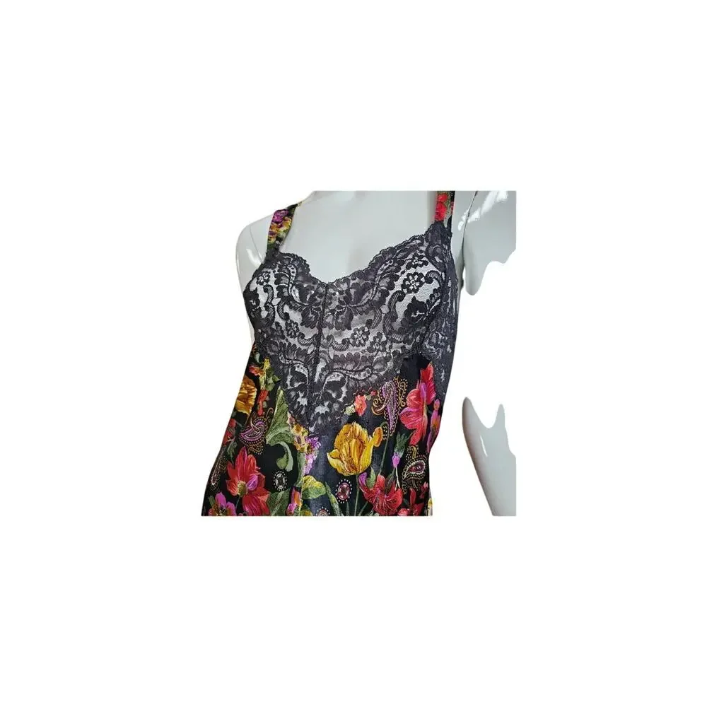 Vanity Fair‎ gorgeous vintage black floral maxi nighty lingerie or dress